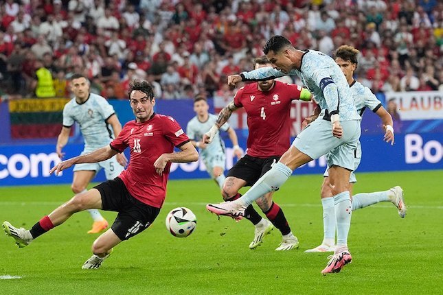 Hasil Georgia vs Portugal di Euro 2024.  (c) AP Photo/Martin Meissner