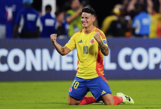 James Rodriguez di laga Kolombia vs Uruguay, Copa America 2024. (c) AP Photo/Jacob Kupferman